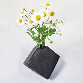 Black Vase, Single Vase, Small, Stylish, Mini Vase, Ceramic Vase, Flower Base, Fukuka Stylish Ceramic Bottle, Black, Mini Flower Bottle, Black 3.1 inches (8 cm)