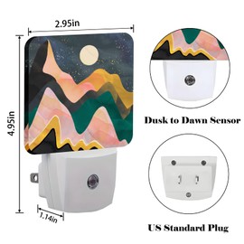 FSHVQKD Mountains Night Sky Moon Night Light,Plug Into Wall Decor for Stairway,Hallway,Kitchen,Dusk to Dawn Sensor Nightlights for Boys/Girls/Women/Men Room Gifts