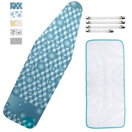 Dalykate Ironing Board Cover 21 x 57 with Scorch and Stain Resistant Thick Padding and Elasticized Edge Ironing Board Covers 4 Fasteners and 1 Protective Scorch Mesh Cloth