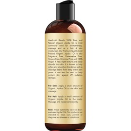 Handcraft Blends Handcraft Blends USDA Organic Jojoba Oil - Cold-Pressed 8 Fl Oz - 100% Pure and Natural - Premium Grade Carrier Oil for Skin and Hair - Hair and Body - Massage - Hexane-Free