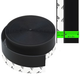 Weather Stripping Door Seal, Silicone Door Seal Strip for Door Frame Side, Window, Shower Door Bottom Seal, Strong Adhesive Door Draft Stopper for Weatherproofing and Noise Reduction, 1.8in Black