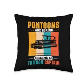 Tritooning Tritoon Boating Captain Tritoon Boat Throw Pillow