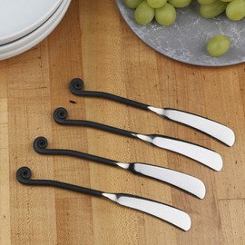 Gourmet Settings 4-Piece Spreader Knife Set-Treble Clef Collection-Polished/Matte Cheese and Butter Spreading Knives