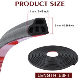 Car Weather Stripping Self Adhesive 53Ft Double Layer L Shape Automotive Soundproofing Weatherstrip Adhesive Universal Car Door Rubber Seal Strips with Adhesive Backing for Car RV Truck Doors Window