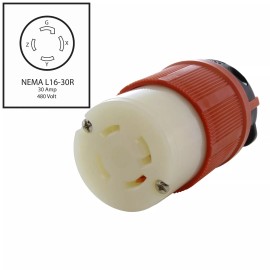 AC WORKS® 30A 480V NEMA L16-30R 4-Prong Locking Female Connector Assembly by AC WORKS®