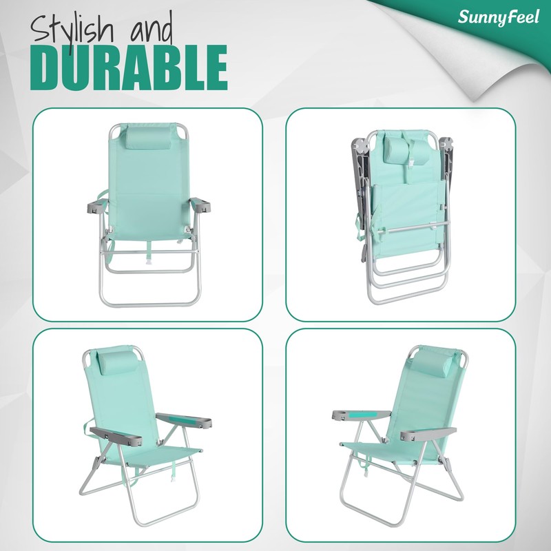 SUNNYFEEL Oversized Tall Folding Beach Chair Lightweight, 17" Portable Sand