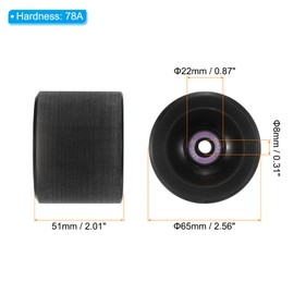 PATIKIL 65mm 78A Longboard Wheels with ABEC-11 Bearings, 4 Pack Soft Cruiser Wheels Street Wheels for Skateboards Skateboard Wheel PU, Black