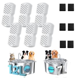 GROOKPET Pet Fountain Filter Replacement: 12 Dog Water Fountain Filters - 3 Months Set of Replacement Filter for GROOKPET Dog Water Fountains for Large Dogs - Contains 6 Filters + 6 Sponges