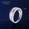 Wuziwen Sterling Silver Round and Baguette Eternity Ring Wedding Band