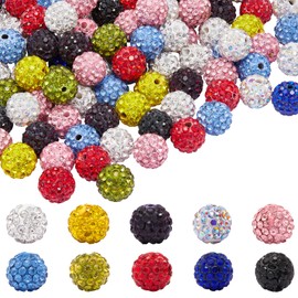 COGCHARGER 100 Stück 10mm Strass Perlen Zur Schmuckherstellung Funkelnde Diamant Ton Perlen Discokugel Perlen Für Armbänder Halsketten Ohrringe Schmuckherstellung Gemischte Farben