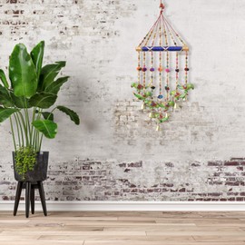 Colorful Windchimes Jhoomar Hanging for Home Door Wall Temple Bedroom Decorative Accessories for Party Festival Décor Wedding Festivities & Gifting (Parrot Gota)