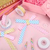 Whaline 4 Rolls Pastel Checkered Grosgrain Ribbons Fabric Craft Ribbon
