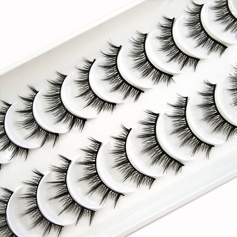 10 Pairs of 3D False Eyelashes, Natural False Eyelash Extensions