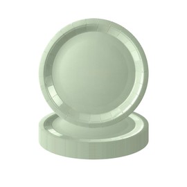 Pack of 16 Sage Green Paper Plates, 18 cm Round Plates, Disposable Plates, Sage Green, Disposable Tableware, 7 Inch Party Plates, Disposable Tableware, Table Decorations, Party Tableware for Wedding,