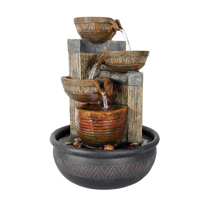 Agoodping Relaxtion Tabletop Fountain with LED Lights-Desktop Waterfall Fountain Submersible