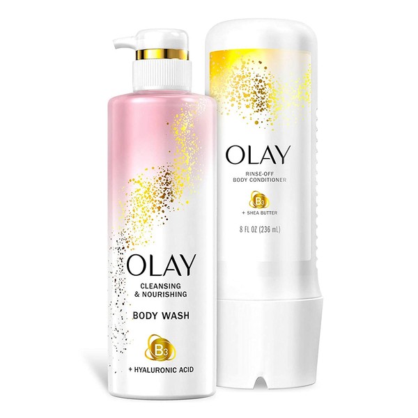 Cleansing and Nourishing Body Wash, 17.9 fl oz and Conditioner, 8 fl oz compatible with Olay