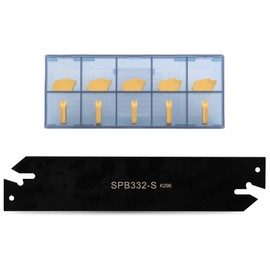 CDBP SPB332-S/SPB32-3 Parting Blade with 10 pcs GTN-3 Carbide Inserts Parting Grooving Cut-Off Tool Set, Slotted Tool