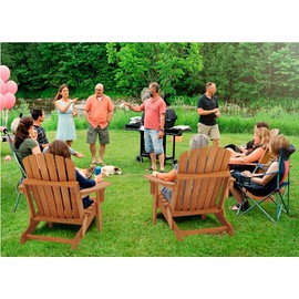 TREATLIFE HOME Comfortable Oversized Wooden Outdoor Folding Adirondack Chair for Patio, Pre-Assembled, Durable Hemlock Wood, Coffee Color