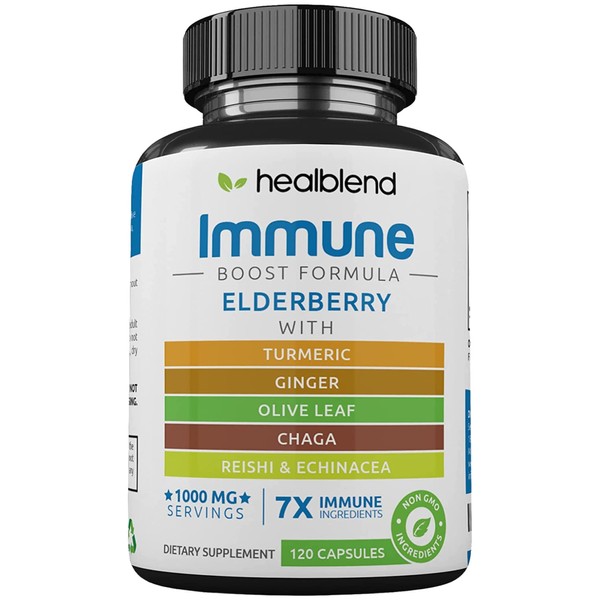 Immune Support Capsules Elderberry with Olive Leaf, Echinacea, Ginger, Chaga