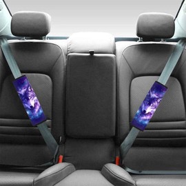 Wanyint Wolf Galaxy Violet Car Seat Belt Pads Soft Car Safety Seat Belt Strap Shoulder Pad for Women Men Breathable Soft Auto Safety Padding Cover, 2 Pieces