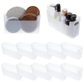 10 Pcs Plastic Over Cabinet Door Organizer, Adhesive Wall Mount Storage Organizer Container Clear Makeup Organizer Hanging Basket Bins For Craft Room, Pantry, Office, Space Saving Holder for Kitchen