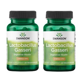 Swanson Lactobacillus Gasseri - Probiotic Supplement Supporting Digestive Health with 3 Billion CFU - Design-Release Satiety & Fat Metabolism Support - (60 Veggie Capsules) 2 Pack