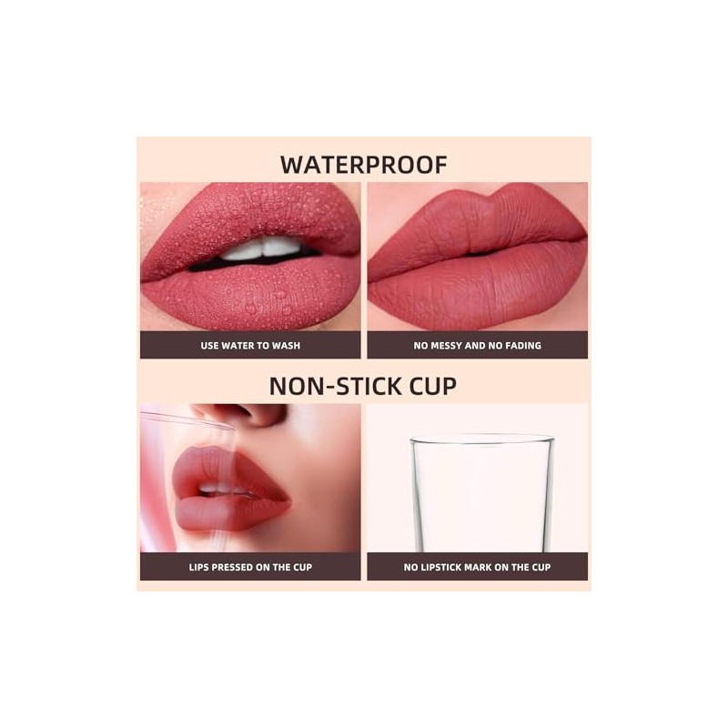 iilembane Deep Red Matte Liquid Lipstick, Long Wear Vegan -