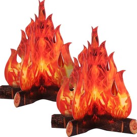 Generic Fake Fire Fake Flame Camping Decoration 3D Cardboard Campfire Centerpiece Artificial Flames Campfire Party Decor for Classroom Camp Bachelorette Party Supplies,fake fire(Red Orange)