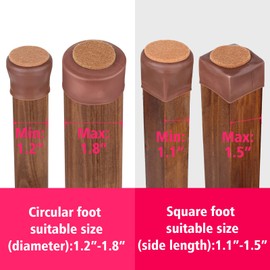 Chair Leg Floor Protectors, Chair Leg Caps for All Shape Chairs Legs, Silicone Furniture Table Chair Leg Covers for Hardwood Floors, Free Moving for Chair Feets [Upgraded],16Pack,Brown