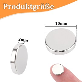 Pack of 60 Small Magnets Strong, 10 x 2 mm Mini Magnets Round Neodymium Magnets Strong, Small Magnets Fridge Magnets for Magnetic Board, Whiteboard, Crafts, Card