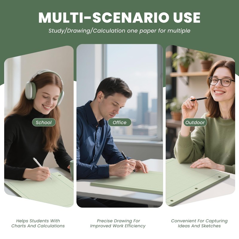 Engineering Paper 8.5 x 11, 100 Sheets Top Glue Binding