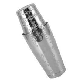 Boston Cocktail Shaker Grabado Martini Shaker Plata 304 Acero Inoxidable Bartending Mixer Shaker Bar Copa de Vino (Tocó fondo)