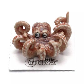 Little Critterz Octopus "Jet" Decorative Figurine - Miniature Porcelain Figurine