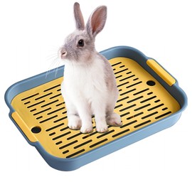 Hoquare Large Rabbit Litter Tray Convenient Rabbit Litter Box Potty Trainer Cage Pet Toilet Small Animal Litter Box Toilet for Bunny, Guinea, Pig (Blue)