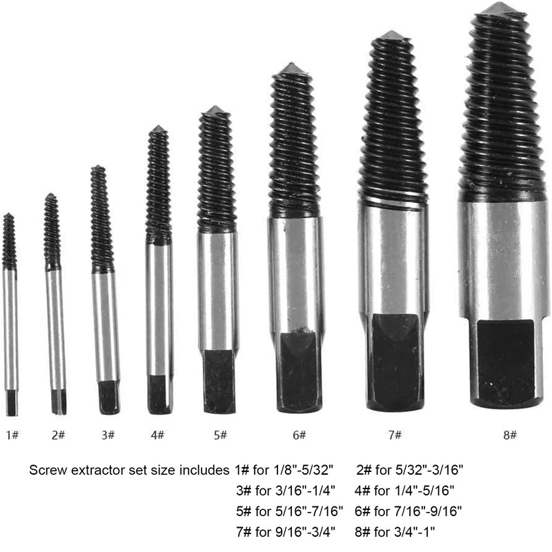 8 Pcs Screw Extractor Set, Broken Pipe Screw Extractor Remover,