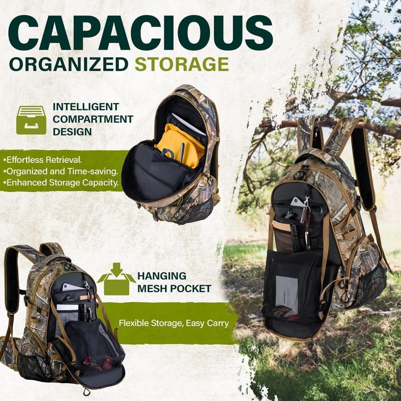 600D Waterproof Hunting Backpack for Men,Camo Hunting Pack with Bow