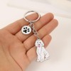 BT Bear Dog Keychain,Cute Metal Keychain,Bag Charm, White Bichon Frise