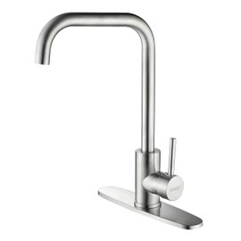 RODDEX Square Kitchen Sink Faucet, Single Handle Swivel Bar Mixer with 3 Hole Deck Plate, Stainless Steel Utility Cheese Faucets for Laundry Rv Camper Outdoor Farmhouse (Brushed Nickel, Large)