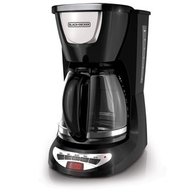 BLACK+DECKER DCM100B 12-Cup Programmable Coffeemaker with Glass Carafe, Black, One Size