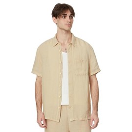 Madewell Men's Ss Easy Linen Solid, Light Sand