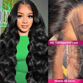13x4 Skinlike Real HD Lace Frontal Human Hair Body Wave 0.1mm Extremely Thin Ear To Ear HD Lace Closure Human Hair Pre Plucked with Baby Hair 13x4 Lace Closure 16 Inch