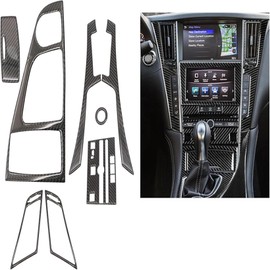 NLQR 11pcs Carbon Fiber Full Interior Set Kit Cover Trim Compatible with Infiniti Q50 Q60 2014 2015 2016 2017 2018 2019 2020