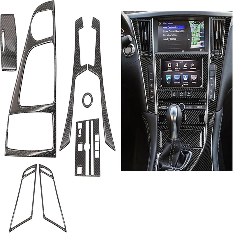 NLQR 11pcs Carbon Fiber Full Interior Set Kit Cover Trim