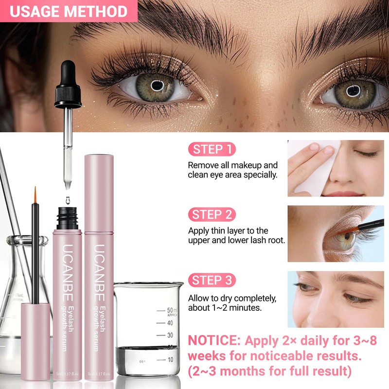 Lash Serum for Eyelash & Eyebrow Growth(10ml/2Pack), Eyelash Enhancing Serum,