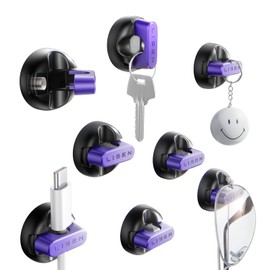 8-Pack Desk Cord Organizers [1S Snap-On] Charging Cable Holder, LISEN Cord Holder for Nightstand with 4 Extra Strong Adhesive Pads, Wire Organizer for Nightstand, Home, Wall, Car, Desktop, Purple