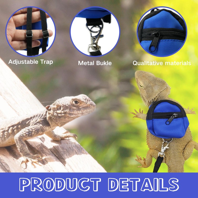 Bearded Dragons Accessories Toy Lizard Backpack Leash Set Adjustable Strap
