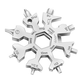 Multiherramienta 18 en 1 de copo de nieve, kit de destornillador plano Phillips, llave/abridor de botellas, equipo de camping EDC, regalos para hombres, regalos del día del padre (plata)