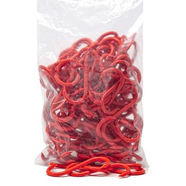 JIMMY'S SAUCES JIMMY 100 Biltong Plastic S-Hooks – 3” x 1” Meat Hanging Hooks for Drying & Smoking Meat | Make DIY Biltong Jerky | BBQ in Style w/Our Sausage Butcher S-Hooks (Red)