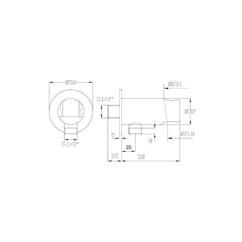 Design Wall Connection Elbow with Shower Bracket / Connection Hand