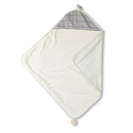 PEHR Hooded Towel, Stripes Away Pebble Grey | Absorbent French Terry & Soft Brushed 100% Cotton | 30” x 30”